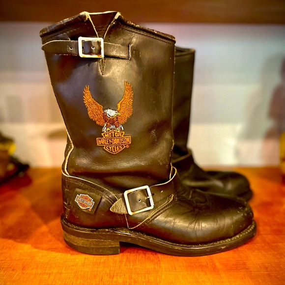 Vintage Harley Davidson Biker Boots - Picture 1 of 5